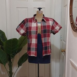 Fashion Bug Red and White Plaid Top